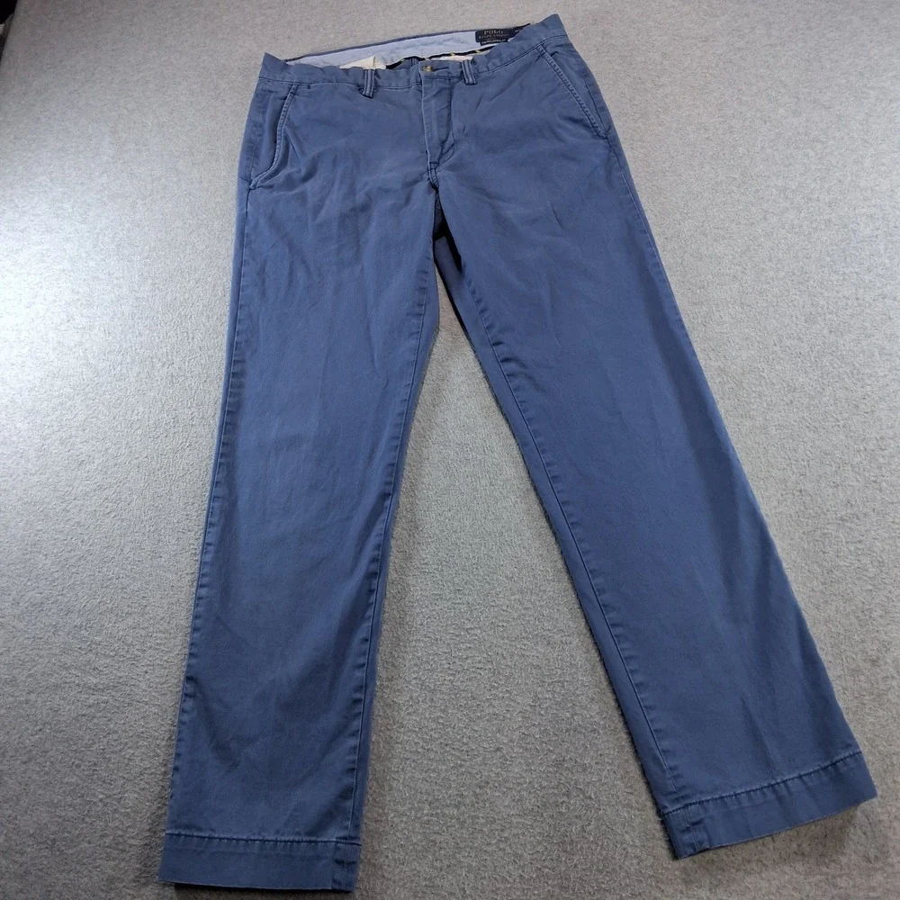 Polo Ralph Lauren Chino Pants 32x32 Light Blue Stretch Straight Fit Cotton Twill